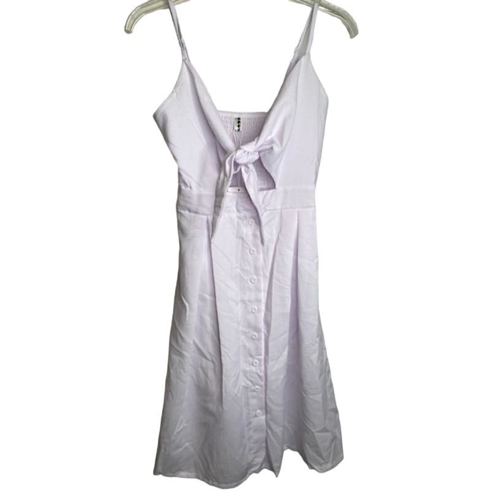 ECOWISH Women Summer White Tie Front V-Neck‎ Dress Medium NEW